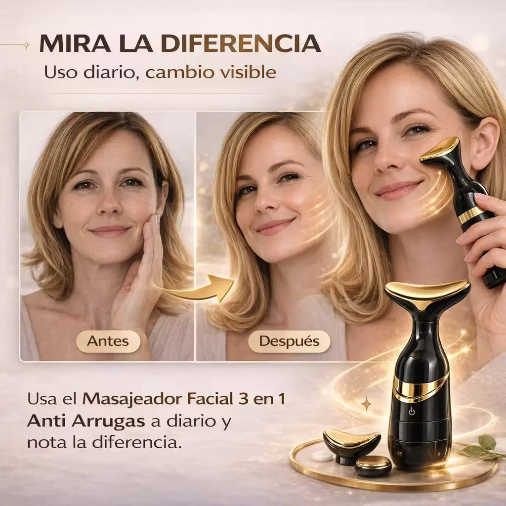 Masajeador 3 en 1 Microcorrientes | Estimulación diaria para una piel más firme.